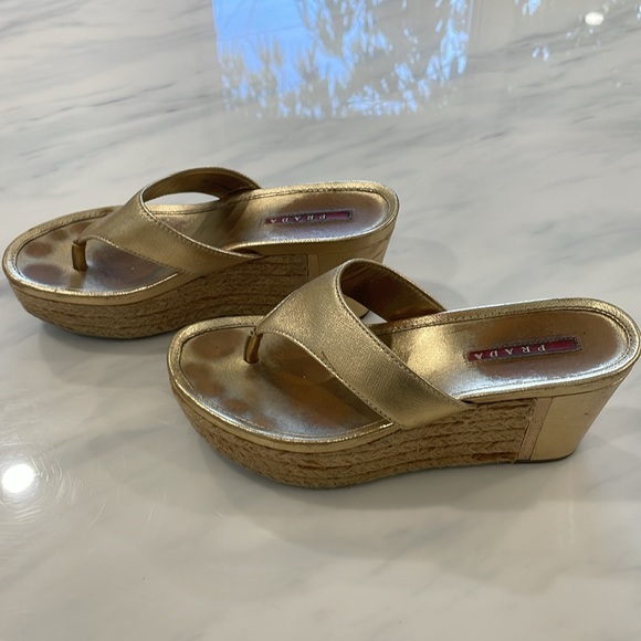 PRADA ESPADRILLE WEDGE SLIDES - Picture 3 of 8
